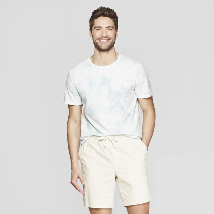 Men's Regular Fit Short Sleeve Novelty Crew T-shirt - Goodfellow & Co Belize Blue