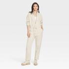 Women's Long Sleeve Fleece Jumpsuit - Universal Thread Cream