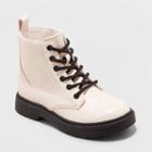Girls' Zoe Zipper Slip-on Lace-up Combat Boots - Art Class Cream