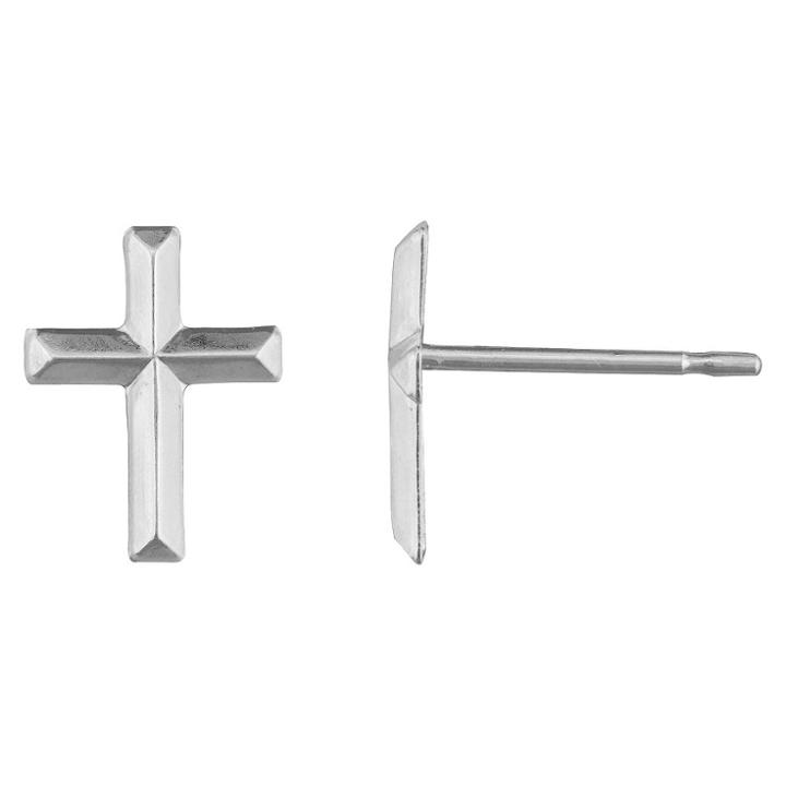 Target Junior's Cross Stud Earring In Silver Plating, Women's