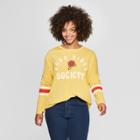 Women's Plus Size Long Sleeve Good Vibes Society Graphic T-shirt - Mighty Fine (juniors') Mustard