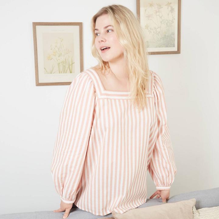 Women's Plus Size Long Sleeve Blouse - Ava & Viv Coral X, Pink