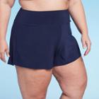 Women's Sport Swim Shorts - Aqua Green Navy Blue