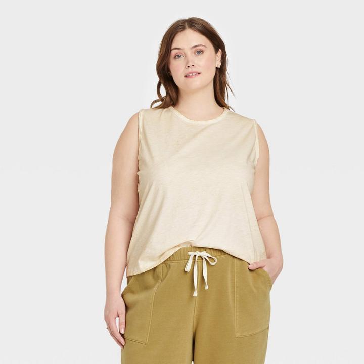 Women's Plus Size Tank Top - Universal Thread Beige