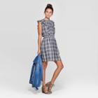 Women's Plaid Sleeveless Crewneck Smocked Waist Dress - Universal Thread Yarn M, Size: