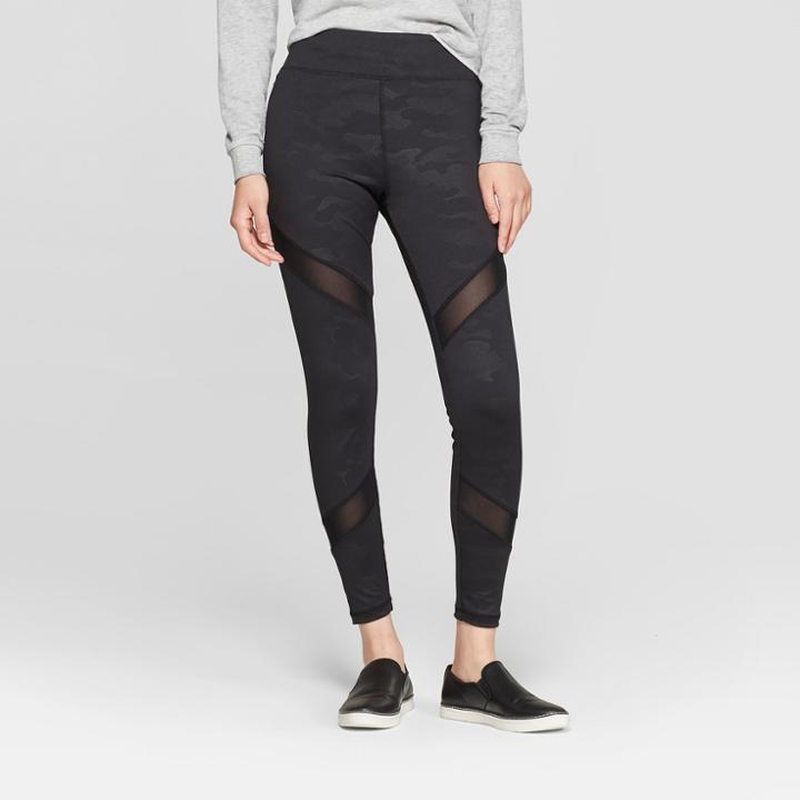 Women's Crushed Velvet Hosiery Leggings - Xhilaration Black