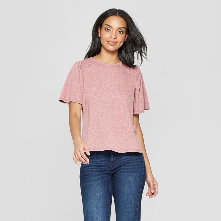 Women's Short Sleeve Scoop Neck - Universal Thread Rose (pink)
