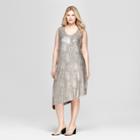 Women's Plus Size Metallic Asymmetrical Hem Knit Dress - Ava & Viv Gold X