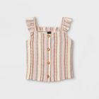 Girls' Ruffle Button-front Short Sleeve T-shirt - Art Class