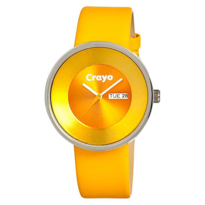 Women's Crayo Button Watch With Day And Date Display - Yellow