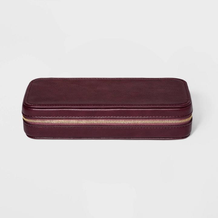 Large Faux Leather Zippered Travel Case Storage - A New Day Burgundy, Adult Unisex