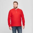 Men's Tall Long Sleeve Textured Henley Shirt - Goodfellow & Co Ripe Red