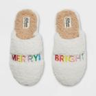 Women's Dluxe By Dearfoams Merry & Bright Slide Slippers - Cream