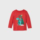 Toddler Boys' T-rex Christmas Tree Graphic Long Sleeve T-shirt - Cat & Jack Red