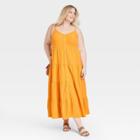 Women's Plus Size Sleeveless Button-front Tiered Dress - Universal Thread Yellow