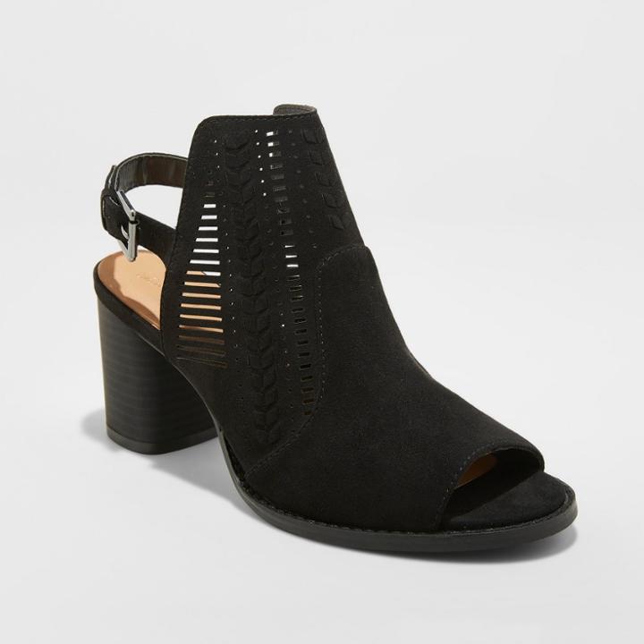 Women's Elden Microsuede Woven Sling Back Pumps - Universal Thread Black