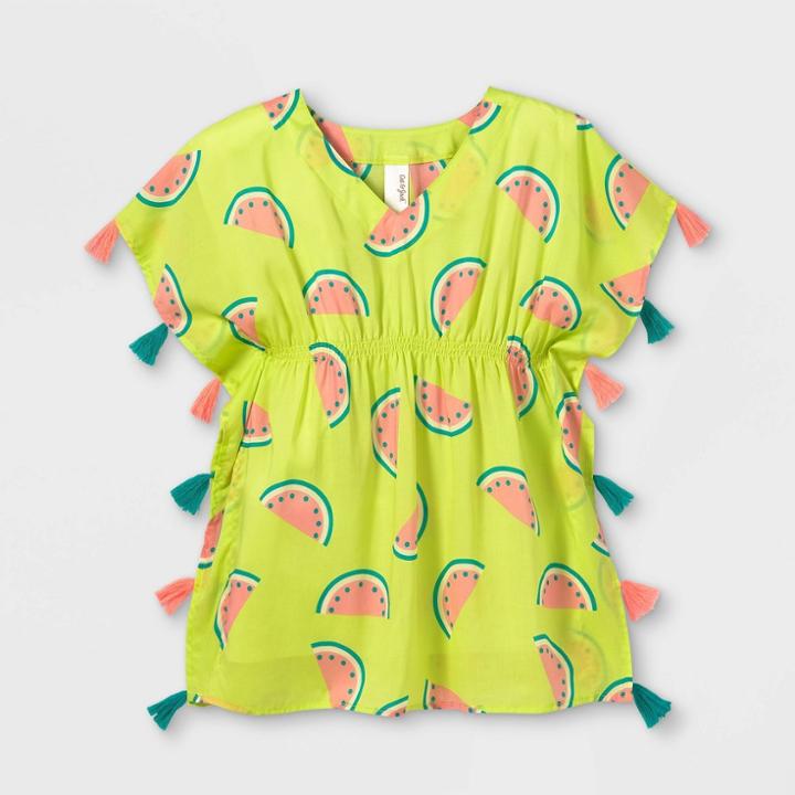 Girls' Watermelon Print Woven Caftan Cover Up - Cat & Jack Green