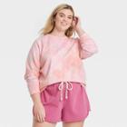 Women's Plus Size Tie-dye Sweatshirt - Universal Thread Pink/white