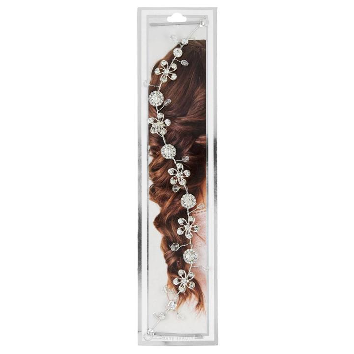 Rare Beauty Long Crystal And Rhinestone Floral Hair Decoration