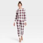 Women's Plaid Thermal Pajama Set - Stars Above White
