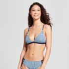 Sunn Lab Swim Women's Gingham Triangle Bikini Top - Navy Smoke/pearl Gingham