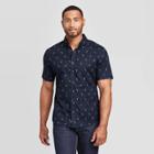 Men's Animal Print Slim Fit Short Sleeve Poplin Button-down Shirt - Goodfellow & Co Navy S, Men's, Size: