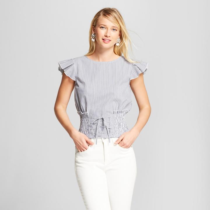 Women's Flutter Sleeve Smocked Corset Top - 3hearts (juniors') Blue