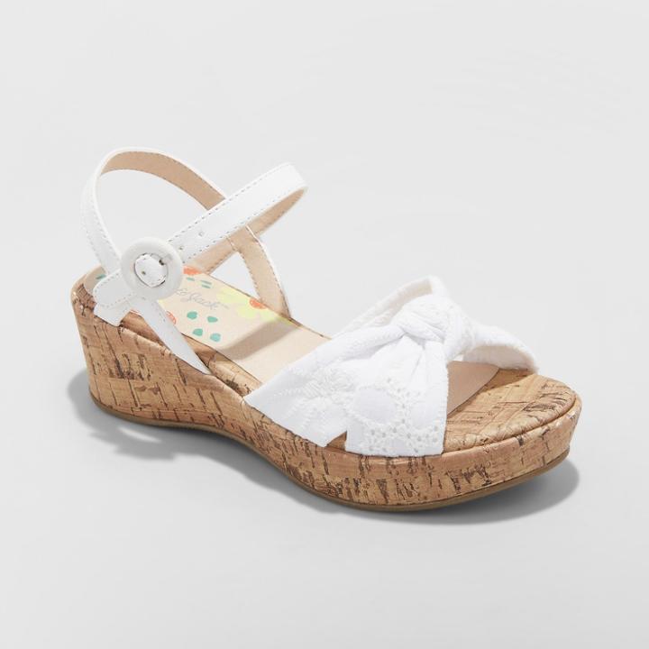 Girls' Nicole Wedge Ankle Strap Sandals - Cat & Jack White