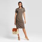 Women's Drawstring T-shirt Dress With Shirring Detail - K By Kersh Olive