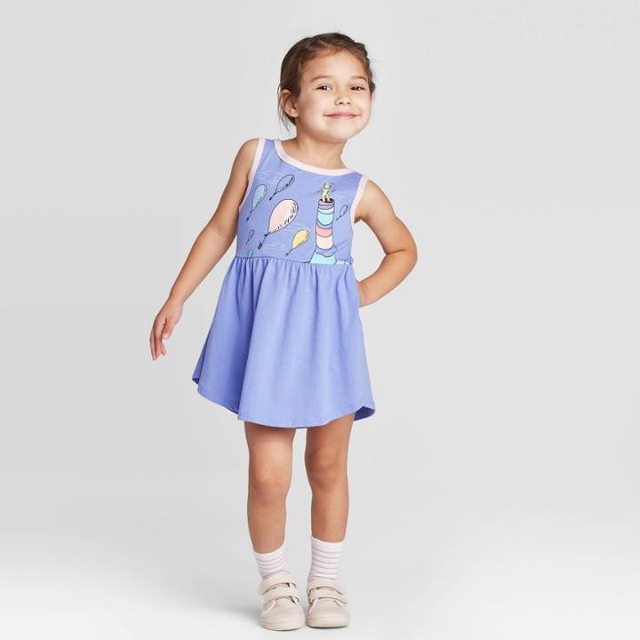 Toddler Girls' Dr. Seuss Oh The Places You'll Go Dress - Purple 12m, Girl's, Blue