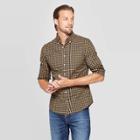 Men's Plaid Slim Fit Long Sleeve Button-down Shirt - Goodfellow & Co Zesty Gold