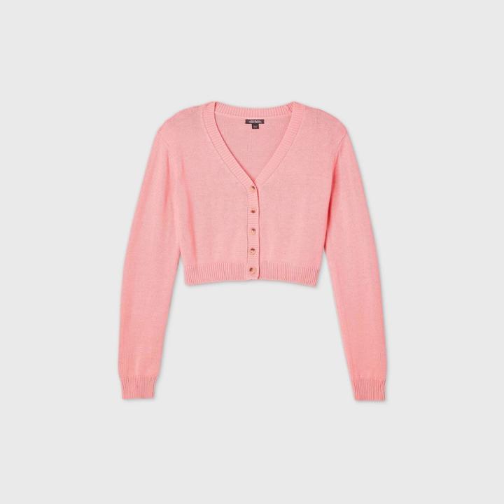 Women's Cropped Button-front Cardigan - Wild Fable Pink