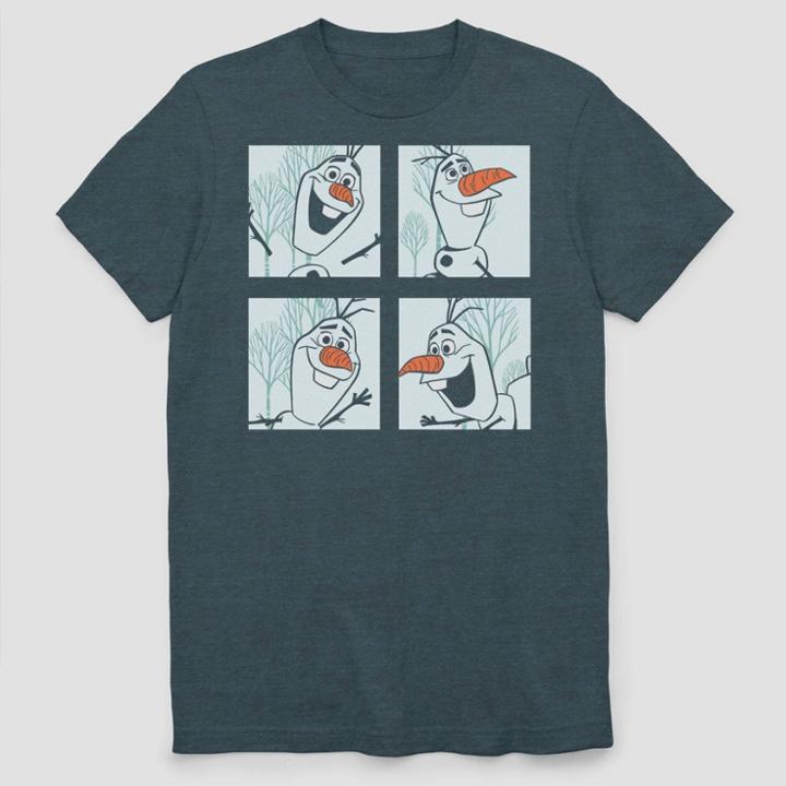 Disney Men's Frozen 2 Olaf Expression Boxes Short Sleeve Graphic T-shirt - Blue S, Men's,
