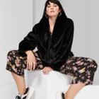 Women's Plus Size Long Sleeve Faux Fur Coat - Wild Fable Black 1x, Women's,