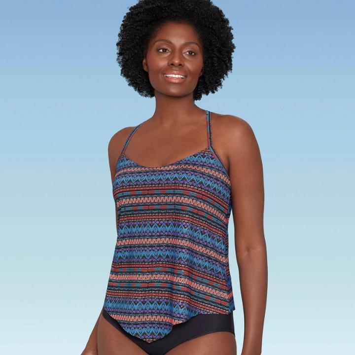 Women's Slimming Control Pointed Hem Tankini Top - Dreamsuit By Miracle Brands Foil