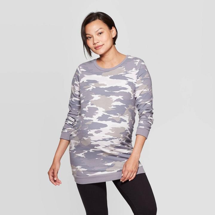 Maternity Camo Print Long Sleeve Sweatshirt - Isabel Maternity By Ingrid & Isabel Gray M, Women's,
