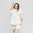 Women's Side Slit Brushed Fleece Hooded Lounge Sweatshirt - Stars Above Gray
