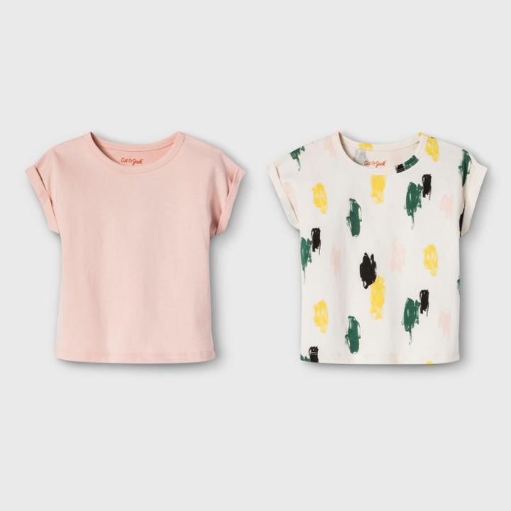 Toddler Girls' 2pk Short Sleeve T-shirts - Cat & Jack Just Peachy/print 5t,