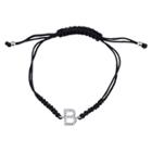 Target Silver Plated Crystal Wrap Bracelet With Initial B - Black Nylon Cord, Girl's