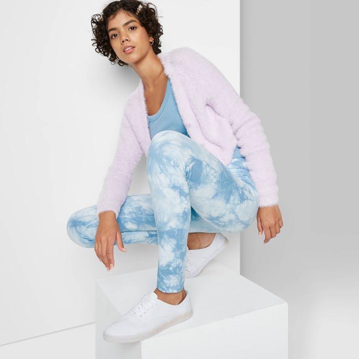 Women's High-waisted Leggings - Wild Fable Blue Tie-dye