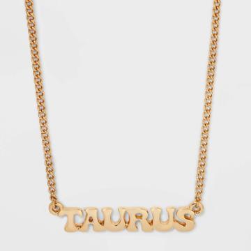 Zodiac Taurus Pendant Necklace - Wild Fable Gold