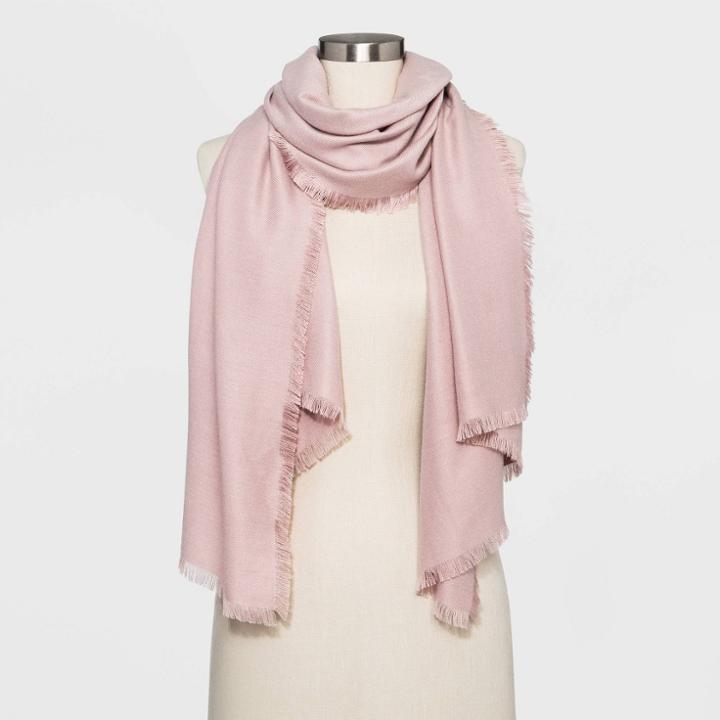 Women's Woven Oblong Scarf - A New Day Pink One Size, Women's