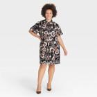 Women's Plus Size Short Sleeve Button-up Trapeze Dress - Who What Wear 1x,