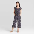 Girls' Floral Jumpsuit - Cat & Jack Charcoal L, Girl's, Size: