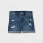 Girls' Rolled Hem Jean Shorts - Art Class Blue