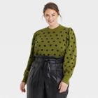 Women's Plus Size Polka Dot Mock Turtleneck Pullover Sweater - Who What Wear Green