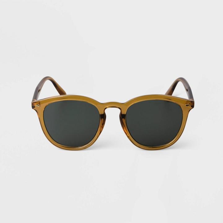 Men's Plastic Round Sunglasses - Goodfellow & Co Olive Green