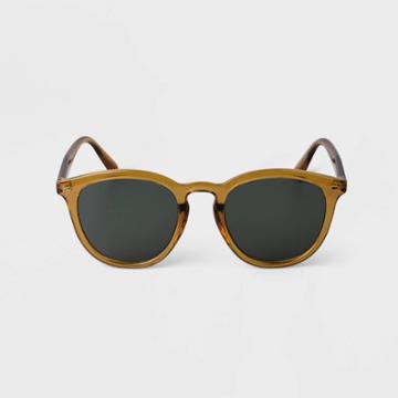 Men's Plastic Round Sunglasses - Goodfellow & Co Olive Green