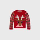 33 Degrees Girl's Reindeer Christmas Family Pullover Sweater - Red