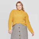 Women's Plus Size Long Sleeve Pointelle Turtleneck Sweater - Ava & Viv Gold X
